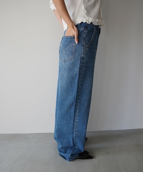 SANSeLF（サンセルフ）の「【SANSeLF】スタッズディテールデニムパンツ saw25a081（デニムパンツ・レディース・ブルー/ブラック・FREE）」の13枚目の写真