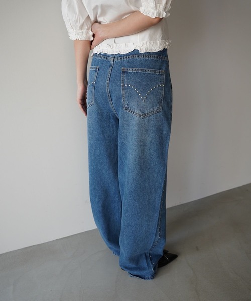 SANSeLF（サンセルフ）の「【SANSeLF】スタッズディテールデニムパンツ saw25a081（デニムパンツ・レディース・ブルー/ブラック・FREE）」の14枚目の写真