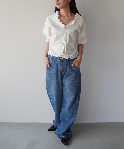 SANSeLF（サンセルフ）の「【SANSeLF】スタッズディテールデニムパンツ saw25a081（デニムパンツ・レディース・ブルー/ブラック・FREE）」の15枚目の写真