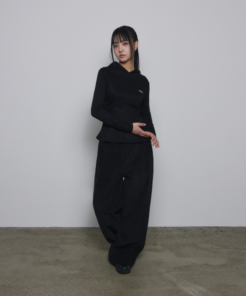 SLEEKGLOW（スリック グロウ）の「フレアシャーリングフードニットTシャツ[ブラック]（パーカー・レディース・その他・FREE）」の6枚目の写真