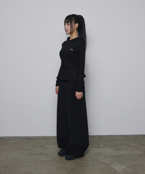 SLEEKGLOW（スリック グロウ）の「フレアシャーリングフードニットTシャツ[ブラック]（パーカー・レディース・その他・FREE）」の9枚目の写真