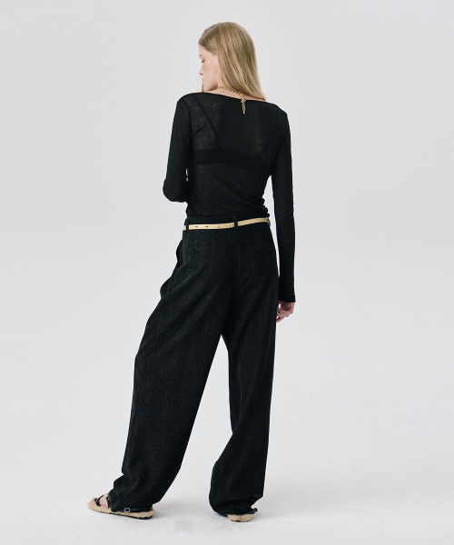 WNDERKAMMER（ブンダーカンマー）の「UネックシアTシャツ_ブラック1（Tシャツ/カットソー・レディース・その他・S/M）」の3枚目の写真