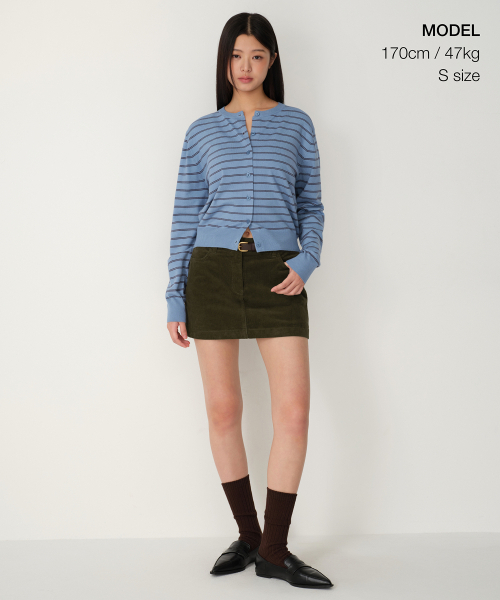 MUSINSA STANDARD WOMAN（ムシンサスタンダードウーマン）の「ウィメンズ 14W コーデュロイ ローライズ ミニスカート [カーキ]（スカート・レディース・その他・SMALL/MEDIUM/LARGE/X-SMALL）」の2枚目の写真
