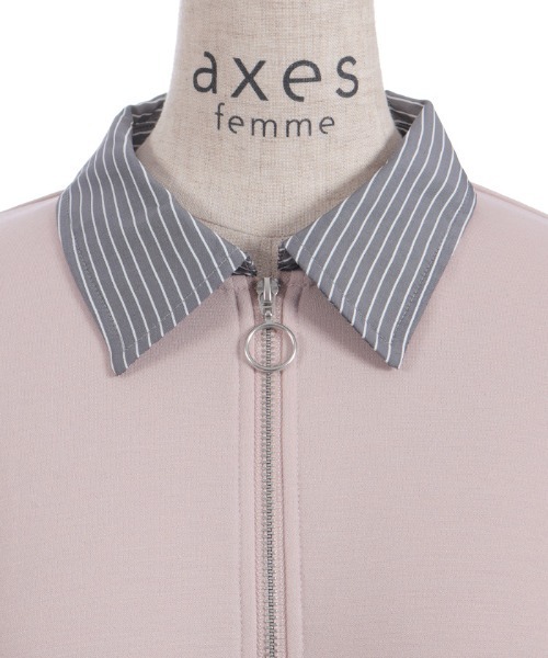 axes femme(アクシーズファム)の「ハーフジップレイヤード風プルオーバー(チュニック・レディース・グレー/ピンク/キナリ・FREE)」の5枚目の写真