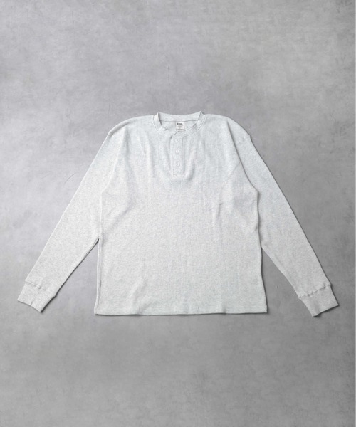 NO WAY(ノーウェイ)の「/ワッフル ヘンリーネックロングスリーブTシャツ/(Tシャツ/カットソー・メンズ・オリーブ/ブラック/オートミール・LARGE)」の2枚目の写真