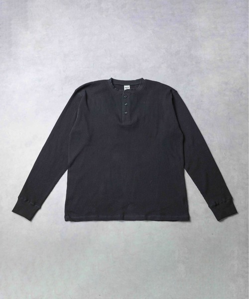 NO WAY(ノーウェイ)の「/ワッフル ヘンリーネックロングスリーブTシャツ/(Tシャツ/カットソー・メンズ・オリーブ/ブラック/オートミール・LARGE)」の1枚目の写真