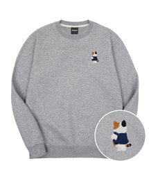 バッグ三色ニャン刺繍特厚裏毛スウェット
