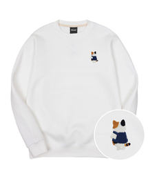バッグ三色ニャン刺繍特厚裏毛スウェット