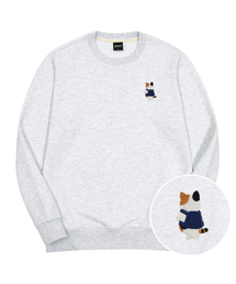バッグ三色ニャン刺繍特厚裏毛スウェット