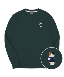 バッグ三色ニャン刺繍特厚裏毛スウェット