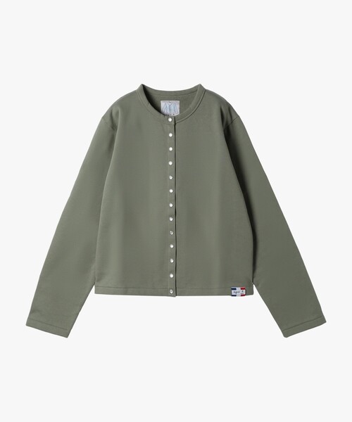 agnes b.(アニエスベー)の「オーガニックコットン メルトン 長袖 カーディガンプレッション "Le Classique"(カーディガン/ボレロ・レディース・カーキ・3/2/1)」の1枚目の写真