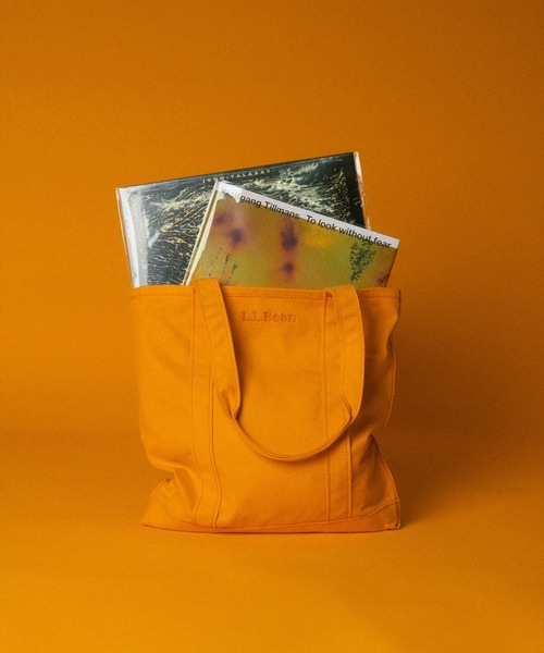 L.L.Bean（エルエルビーン）の「【L.L.Bean/エル・エル・ビーン】 record tote bag for bonjor records exclusive（トートバッグ・レディース・チャコールグレー/オレンジ・FREE）」の2枚目の写真