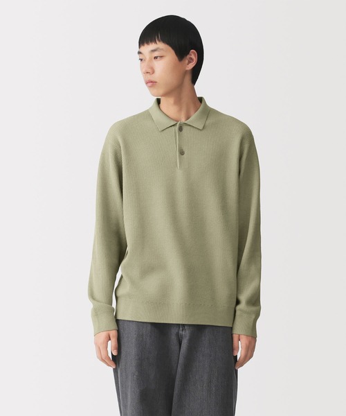 無印良品(ムジルシリョウヒン)の「紳士 洗える畦編みポロセーター(ニット/セーター・メンズ・ダークネイビー/カーキ/ライトグレー・L/XL/S/M)」の2枚目の写真