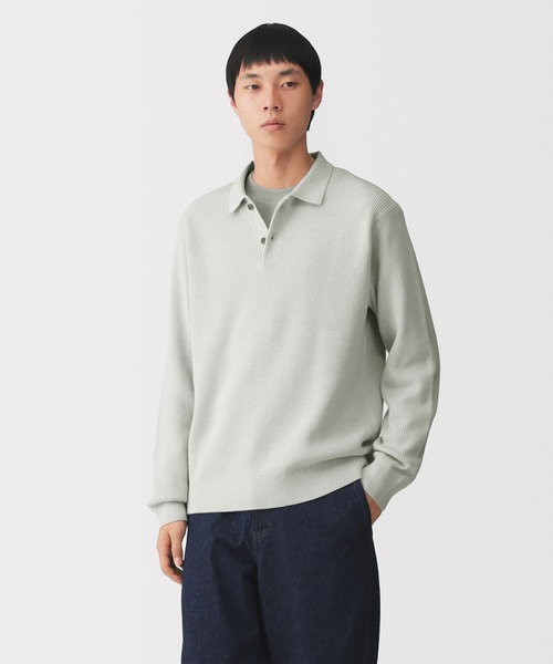 無印良品(ムジルシリョウヒン)の「紳士 洗える畦編みポロセーター(ニット/セーター・メンズ・ダークネイビー/カーキ/ライトグレー・L/XL/S/M)」の1枚目の写真