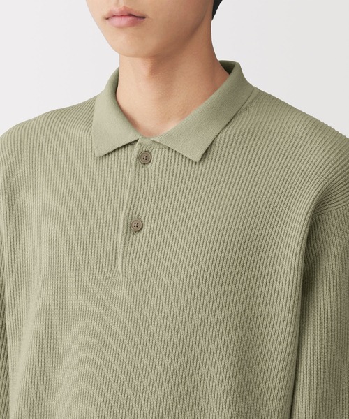 無印良品(ムジルシリョウヒン)の「紳士 洗える畦編みポロセーター(ニット/セーター・メンズ・ダークネイビー/カーキ/ライトグレー・L/XL/S/M)」の9枚目の写真