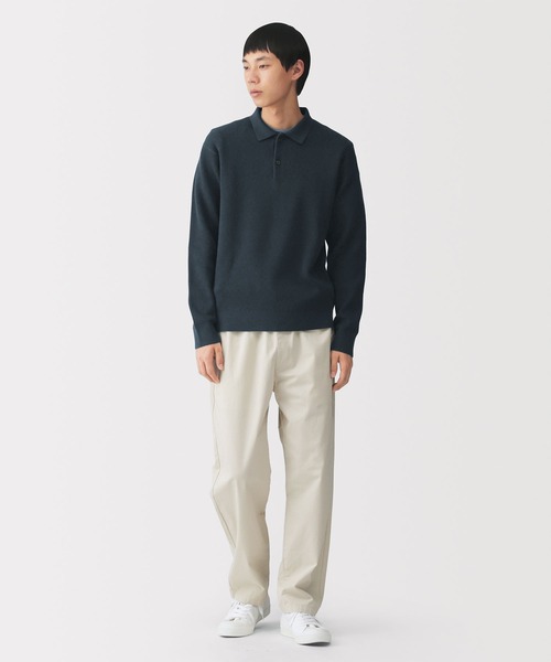 無印良品(ムジルシリョウヒン)の「紳士 洗える畦編みポロセーター(ニット/セーター・メンズ・ダークネイビー/カーキ/ライトグレー・L/XL/S/M)」の6枚目の写真