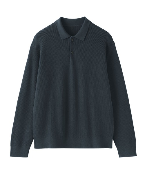 無印良品(ムジルシリョウヒン)の「紳士 洗える畦編みポロセーター(ニット/セーター・メンズ・ダークネイビー/カーキ/ライトグレー・L/XL/S/M)」の5枚目の写真