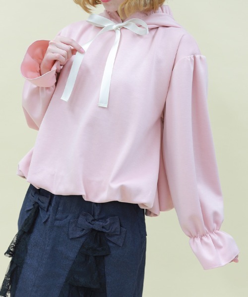 axes femme POETIQUE（アクシーズファムポエティック）の「リボン付きバルーンフーディー（Tシャツ/カットソー・レディース・イエロー/ミント/ピンク・MEDIUM）」の3枚目の写真