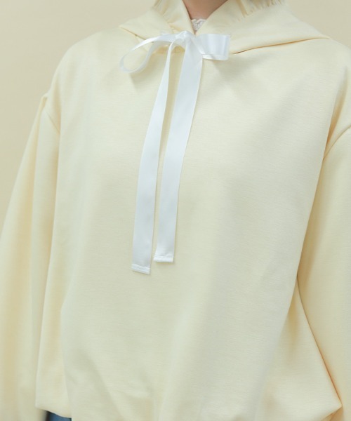 axes femme POETIQUE（アクシーズファムポエティック）の「リボン付きバルーンフーディー（Tシャツ/カットソー・レディース・イエロー/ミント/ピンク・MEDIUM）」の8枚目の写真