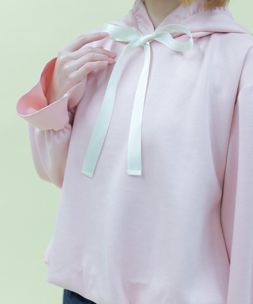 axes femme POETIQUE（アクシーズファムポエティック）の「リボン付きバルーンフーディー（Tシャツ/カットソー・レディース・イエロー/ミント/ピンク・MEDIUM）」の10枚目の写真