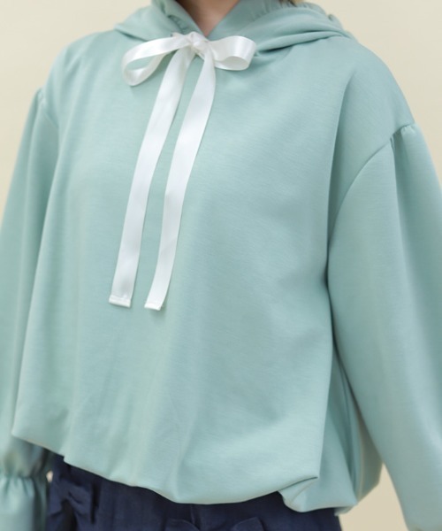 axes femme POETIQUE（アクシーズファムポエティック）の「リボン付きバルーンフーディー（Tシャツ/カットソー・レディース・イエロー/ミント/ピンク・MEDIUM）」の12枚目の写真