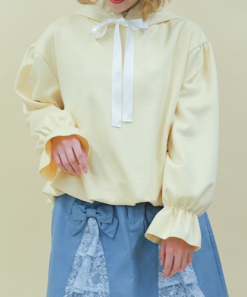 axes femme POETIQUE（アクシーズファムポエティック）の「リボン付きバルーンフーディー（Tシャツ/カットソー・レディース・イエロー/ミント/ピンク・MEDIUM）」の4枚目の写真