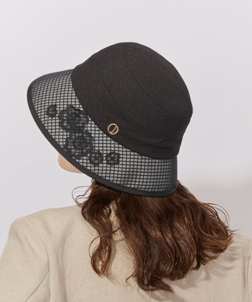 Chapeau d' O(シャポードオー)の「Chapeau d' O Flower Lace Linela Cloche / シャポードオー(ハット・レディース・ブラック/ナチュラル・M/57.5cm)」の4枚目の写真