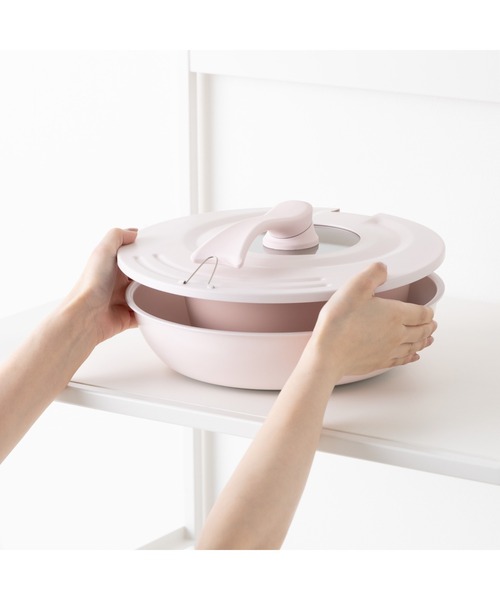 GO TABLE 鍋・フライパン バラエティ6点セット ピンク 取っ手着脱 重ね