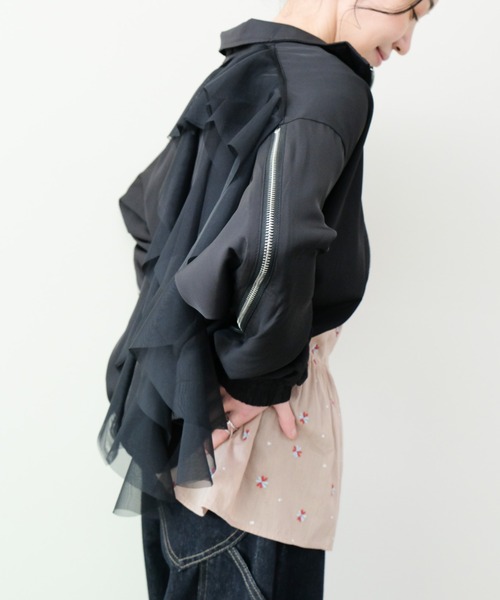 DOLLUPOOPS（ドールアップウップス）の「Tulle Frill Zip-up Blouson(チュールフリルファスナーブルゾン)（ブルゾン・レディース・ブラウン/ブラック・FREE）」の19枚目の写真