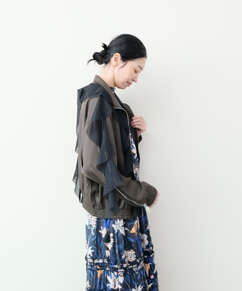 DOLLUPOOPS（ドールアップウップス）の「Tulle Frill Zip-up Blouson(チュールフリルファスナーブルゾン)（ブルゾン・レディース・ブラウン/ブラック・FREE）」の9枚目の写真