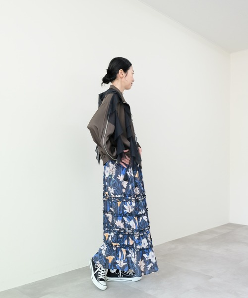 DOLLUPOOPS（ドールアップウップス）の「Tulle Frill Zip-up Blouson(チュールフリルファスナーブルゾン)（ブルゾン・レディース・ブラウン/ブラック・FREE）」の4枚目の写真