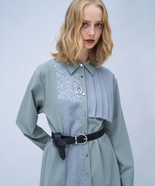 HARE(ハレ)の「イソザイアシメプリーツシャツ(HARE)(シャツ/ブラウス・レディース・ブルー/ライトグレー/ブラック/パープル/ライトグリーン・FREE)」の3枚目の写真
