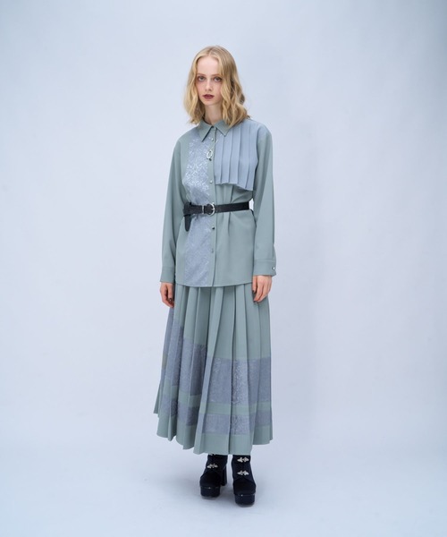 HARE(ハレ)の「イソザイアシメプリーツシャツ(HARE)(シャツ/ブラウス・レディース・ブルー/ライトグレー/ブラック/パープル/ライトグリーン・FREE)」の6枚目の写真