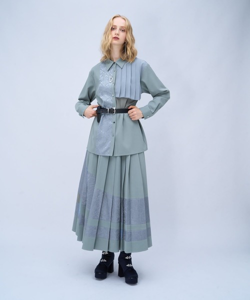HARE(ハレ)の「イソザイアシメプリーツシャツ(HARE)(シャツ/ブラウス・レディース・ブルー/ライトグレー/ブラック/パープル/ライトグリーン・FREE)」の7枚目の写真
