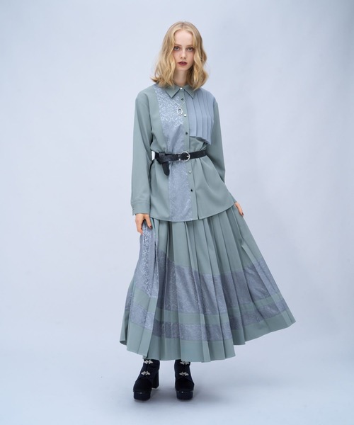 HARE(ハレ)の「イソザイアシメプリーツシャツ(HARE)(シャツ/ブラウス・レディース・ブルー/ライトグレー/ブラック/パープル/ライトグリーン・FREE)」の9枚目の写真