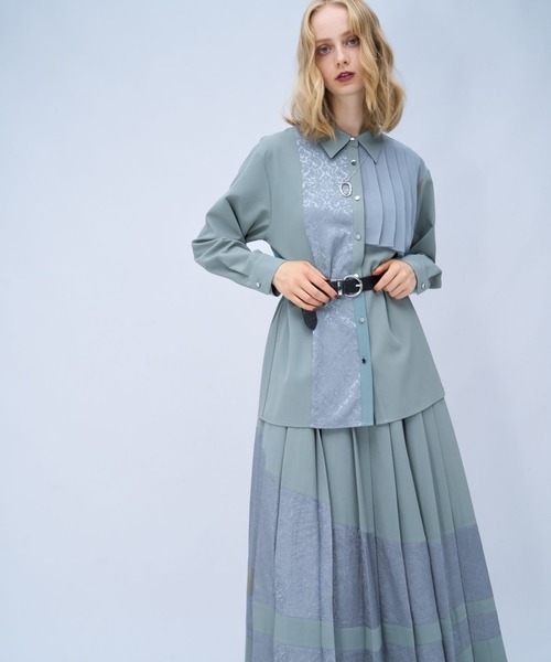 HARE(ハレ)の「イソザイアシメプリーツシャツ(HARE)(シャツ/ブラウス・レディース・ブルー/ライトグレー/ブラック/パープル/ライトグリーン・FREE)」の10枚目の写真
