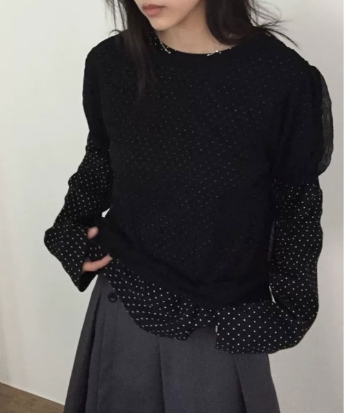 kirakiraShop(キラキラショップ)の「くしゅくしゅギャザーが可愛げのある大人のこなれ感を演出。シアー メッシュ トップス(Tシャツ/カットソー・レディース・ライトイエロー/ブルー/ホワイト/ブラック・FREE)」の14枚目の写真