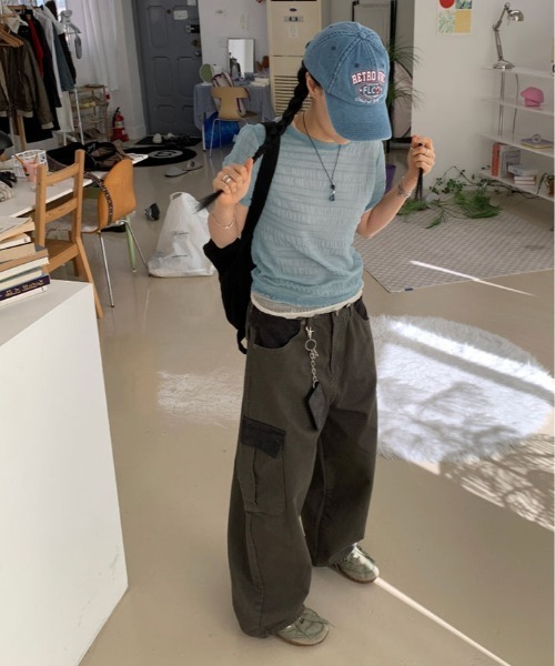 kirakiraShop(キラキラショップ)の「くしゅくしゅギャザーが可愛げのある大人のこなれ感を演出。シアー メッシュ トップス(Tシャツ/カットソー・レディース・ライトイエロー/ブルー/ホワイト/ブラック・FREE)」の20枚目の写真