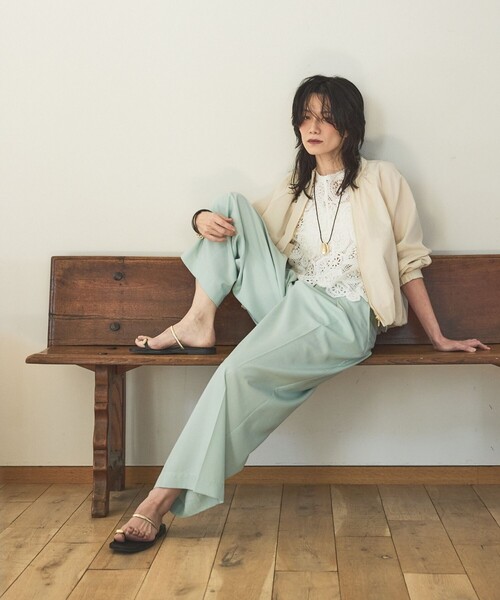 qualite（カリテ）の「【撥水ナイロン使用】ナイロンドレープブルゾン/春服/夏服/オフィスカジュアル（ブルゾン・レディース・アイボリー/ネイビー・フリー）」の9枚目の写真