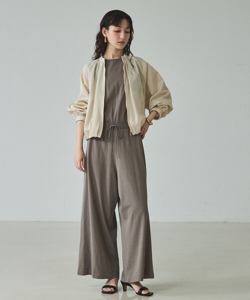 qualite（カリテ）の「【撥水ナイロン使用】ナイロンドレープブルゾン/春服/夏服/オフィスカジュアル（ブルゾン・レディース・アイボリー/ネイビー・フリー）」の13枚目の写真