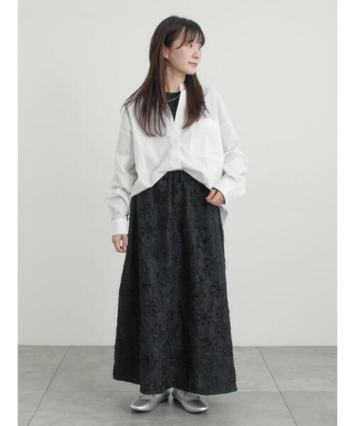 Samansa Mos2（サマンサ モスモス）の「花柄テープ刺繍フレアスカート（スカート・レディース・オフホワイト/ブラック・F）」の8枚目の写真