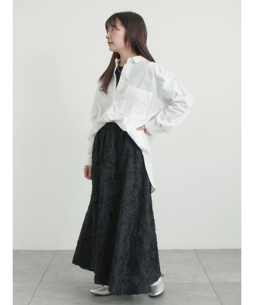 Samansa Mos2（サマンサ モスモス）の「花柄テープ刺繍フレアスカート（スカート・レディース・オフホワイト/ブラック・F）」の9枚目の写真