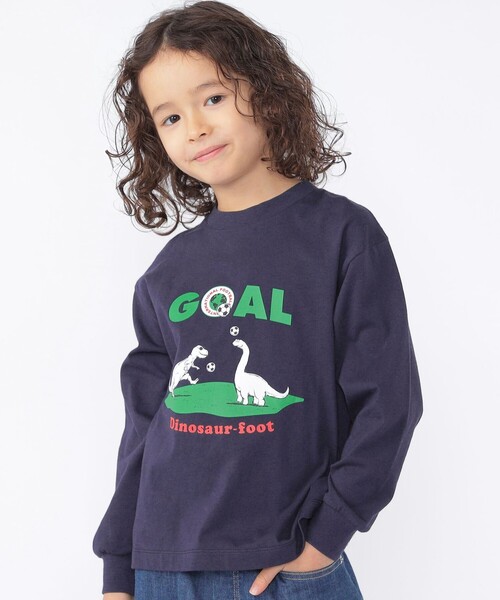 ARCH & LINE(アーチアンドライン)の「【SHIPS KIDS別注】ARCH&LINE:100~130cm / 恐竜 長袖 Tシャツ(Tシャツ/カットソー・キッズ・ホワイト/ネイビー・100/110/120/130)」の1枚目の写真