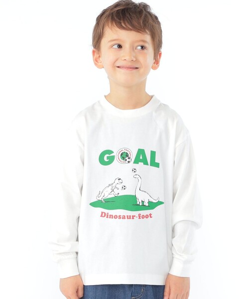 ARCH & LINE(アーチアンドライン)の「【SHIPS KIDS別注】ARCH&LINE:100~130cm / 恐竜 長袖 Tシャツ(Tシャツ/カットソー・キッズ・ホワイト/ネイビー・100/110/120/130)」の2枚目の写真