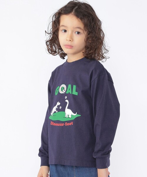 ARCH & LINE(アーチアンドライン)の「【SHIPS KIDS別注】ARCH&LINE:100~130cm / 恐竜 長袖 Tシャツ(Tシャツ/カットソー・キッズ・ホワイト/ネイビー・100/110/120/130)」の3枚目の写真