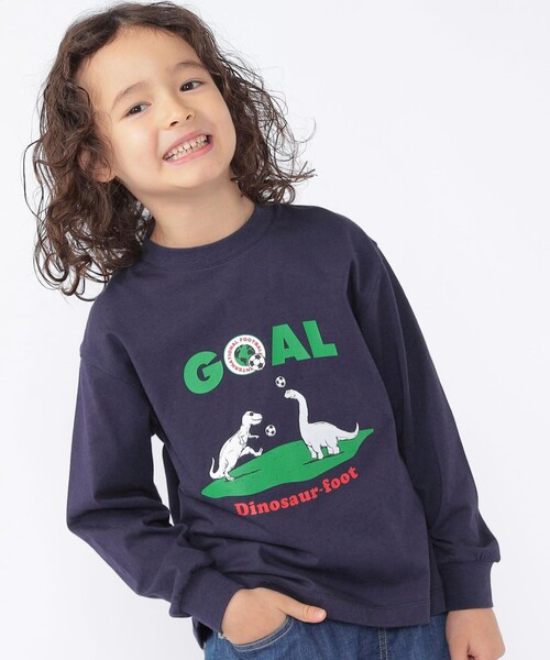 ARCH & LINE(アーチアンドライン)の「【SHIPS KIDS別注】ARCH&LINE:100~130cm / 恐竜 長袖 Tシャツ(Tシャツ/カットソー・キッズ・ホワイト/ネイビー・100/110/120/130)」の4枚目の写真