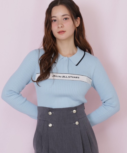 JILL by JILL STUART(ジルバイジルスチュアート)の「ポロ襟配色ラインリブニット(ニット/セーター・レディース・ネイビー/ブルー/ホワイト/ピンク・FREE)」の3枚目の写真