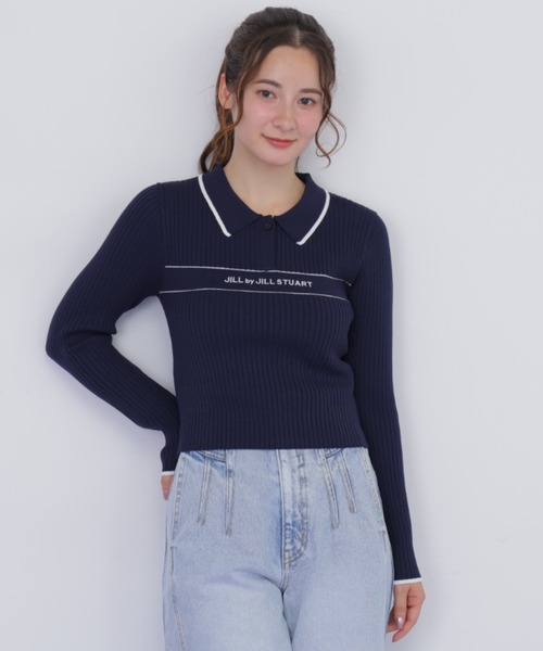 JILL by JILL STUART(ジルバイジルスチュアート)の「ポロ襟配色ラインリブニット(ニット/セーター・レディース・ネイビー/ブルー/ホワイト/ピンク・FREE)」の22枚目の写真
