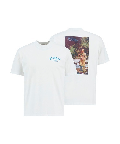Barbour(バブアー)の「1956グラフィック オーバーサイズTシャツ(Tシャツ/カットソー・メンズ・ホワイト/ライトブルー・42/40/38/36)」の1枚目の写真