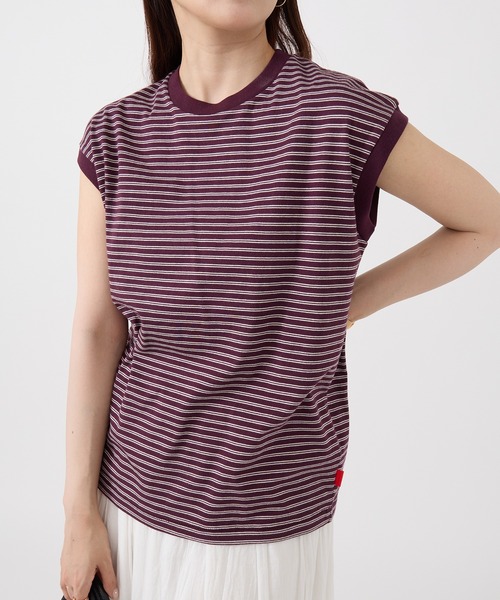 Healthknit(ヘルスニット)の「【Healthknit】26SS Classic Border Jersey Crewneck Sleeveless 51050(Tシャツ/カットソー・レディース・パープル/ブラック・FREE)」の2枚目の写真